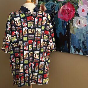 Tabasco Short Sleeve Button Up Shirt Graphic Cotton Golf Men's Size Large